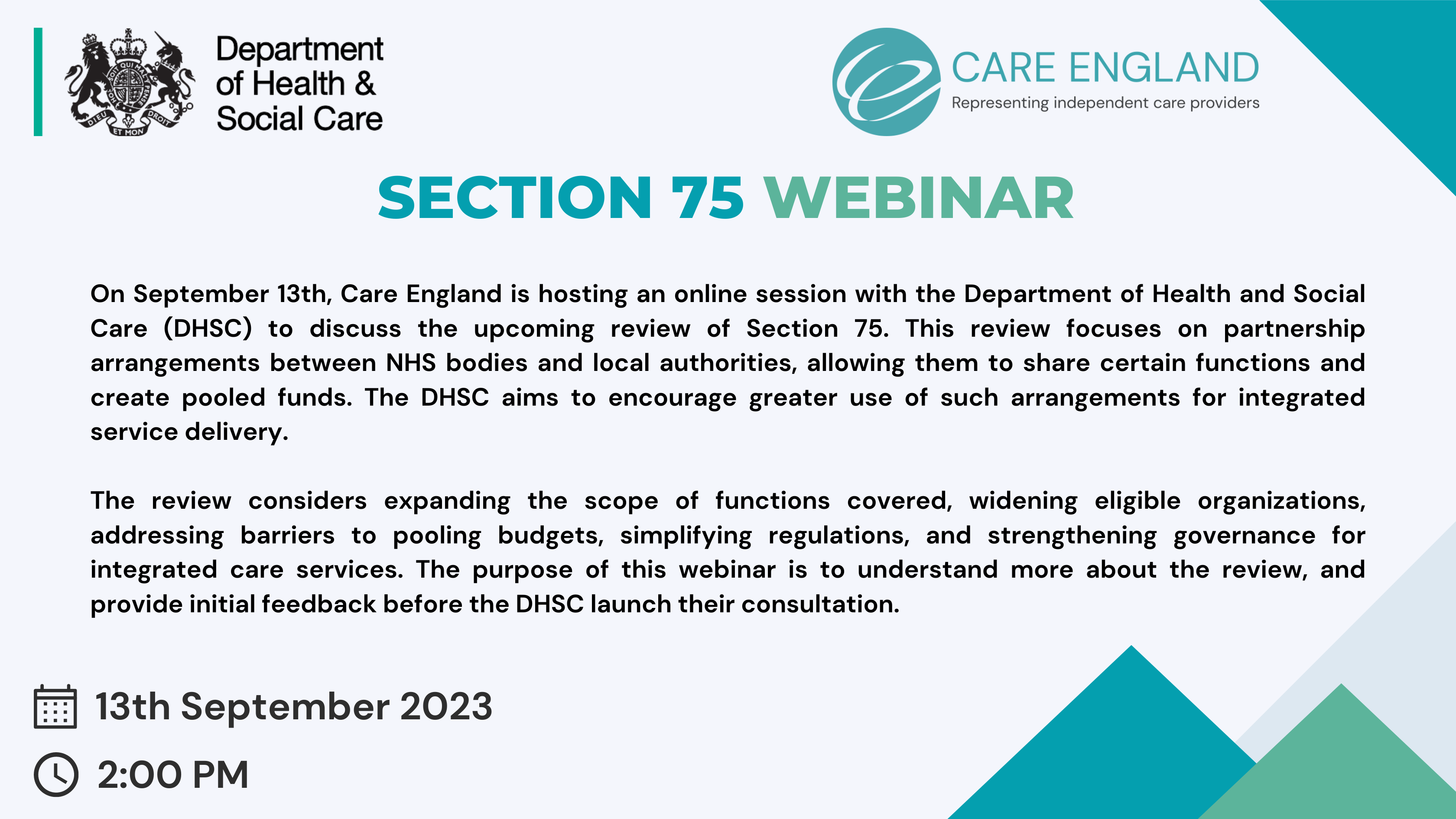 Department of Health and Social Care: Review of Section 75